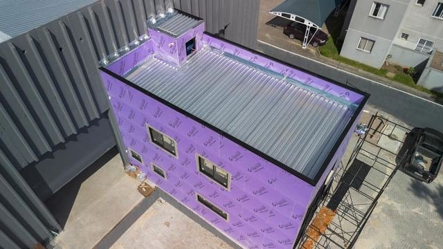 Obra em Light Steel Frame em Pinhais na fase de fechamento com placas
